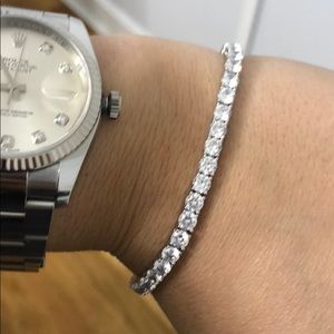 4 PRONG 18K WHITE GOLD DIAMOND BRACELET MAN MADE